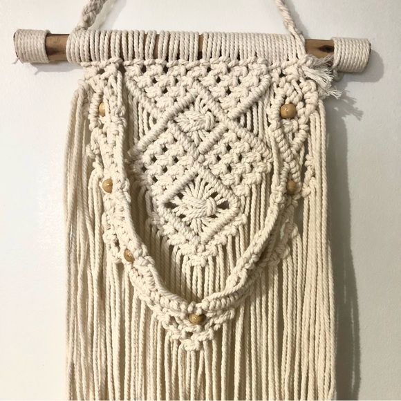 Macrame Wooden Dowel Wall Hanging. 27” long. - Picture 3 of 5